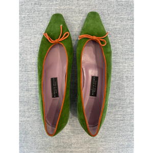 Rebecca Moses Suede Flats in Green